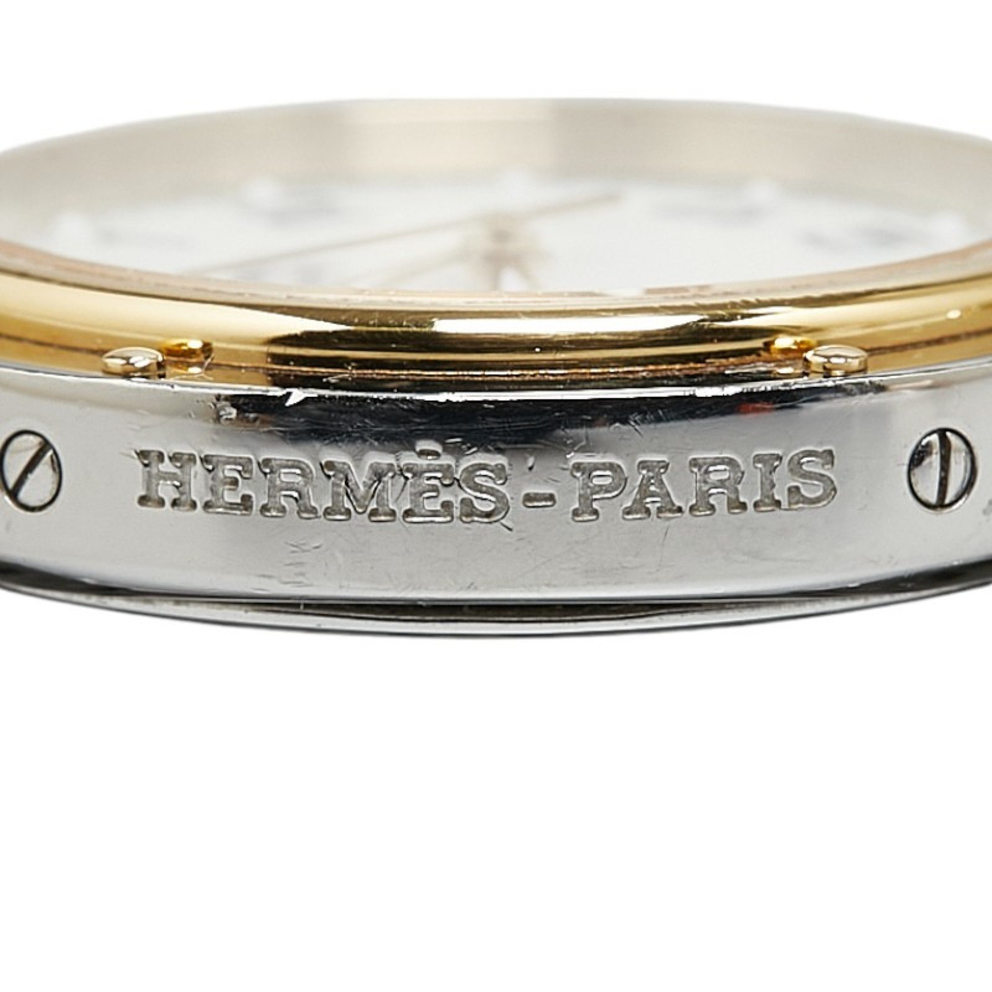 Hermes Clipper Classic Watch CP1.320 Quartz Shell Dial Stainless Steel Ladies HERMES