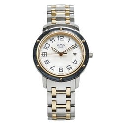 Hermes Clipper Classic Watch CP1.320 Quartz Shell Dial Stainless Steel Ladies HERMES