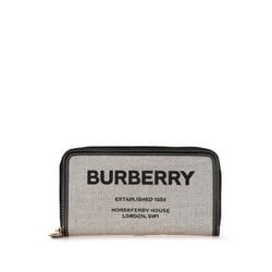 Burberry Horseferry Print Long Wallet 8039493 Grey Black Canvas Leather Women's BURBERRY