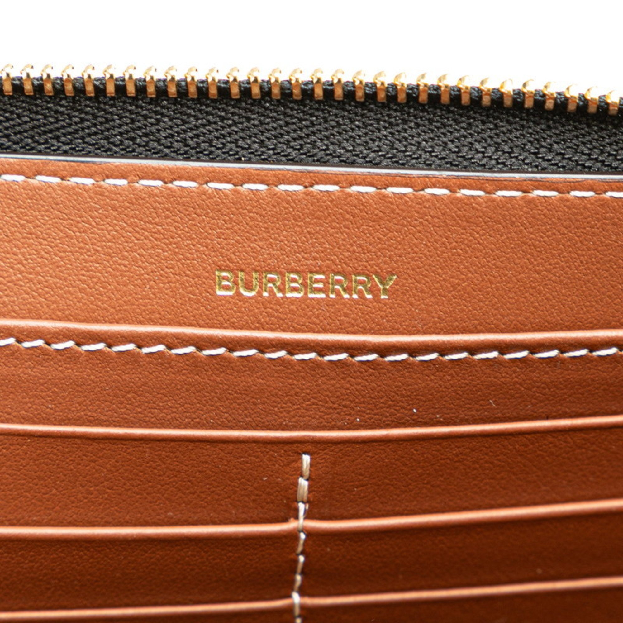 Burberry Horseferry Print Long Wallet 8039493 Grey Black Canvas Leather Women's BURBERRY