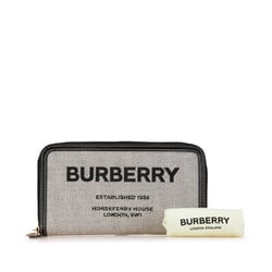 Burberry Horseferry Print Long Wallet 8039493 Grey Black Canvas Leather Women's BURBERRY