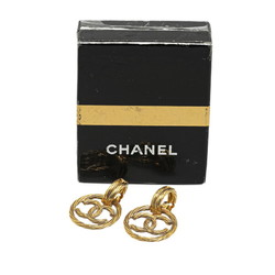 Chanel Matelasse Coco Mark Earrings Gold Plated Women's CHANEL