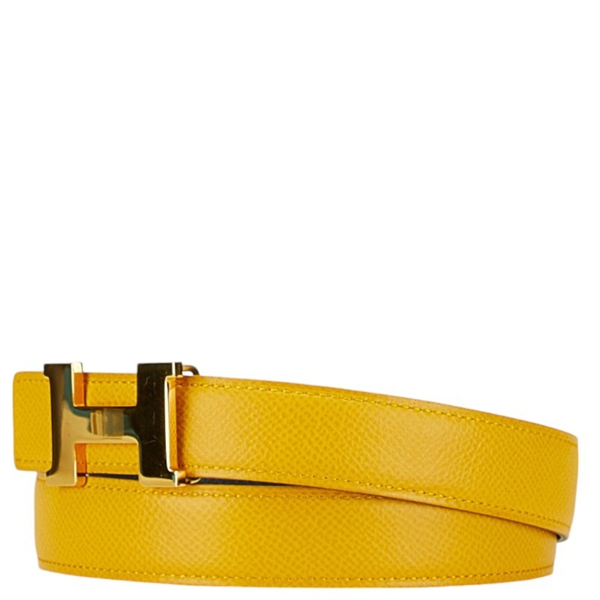 Hermes H-Belt Constance Reversible Belt Size: 65 Yellow Black Leather Women's HERMES