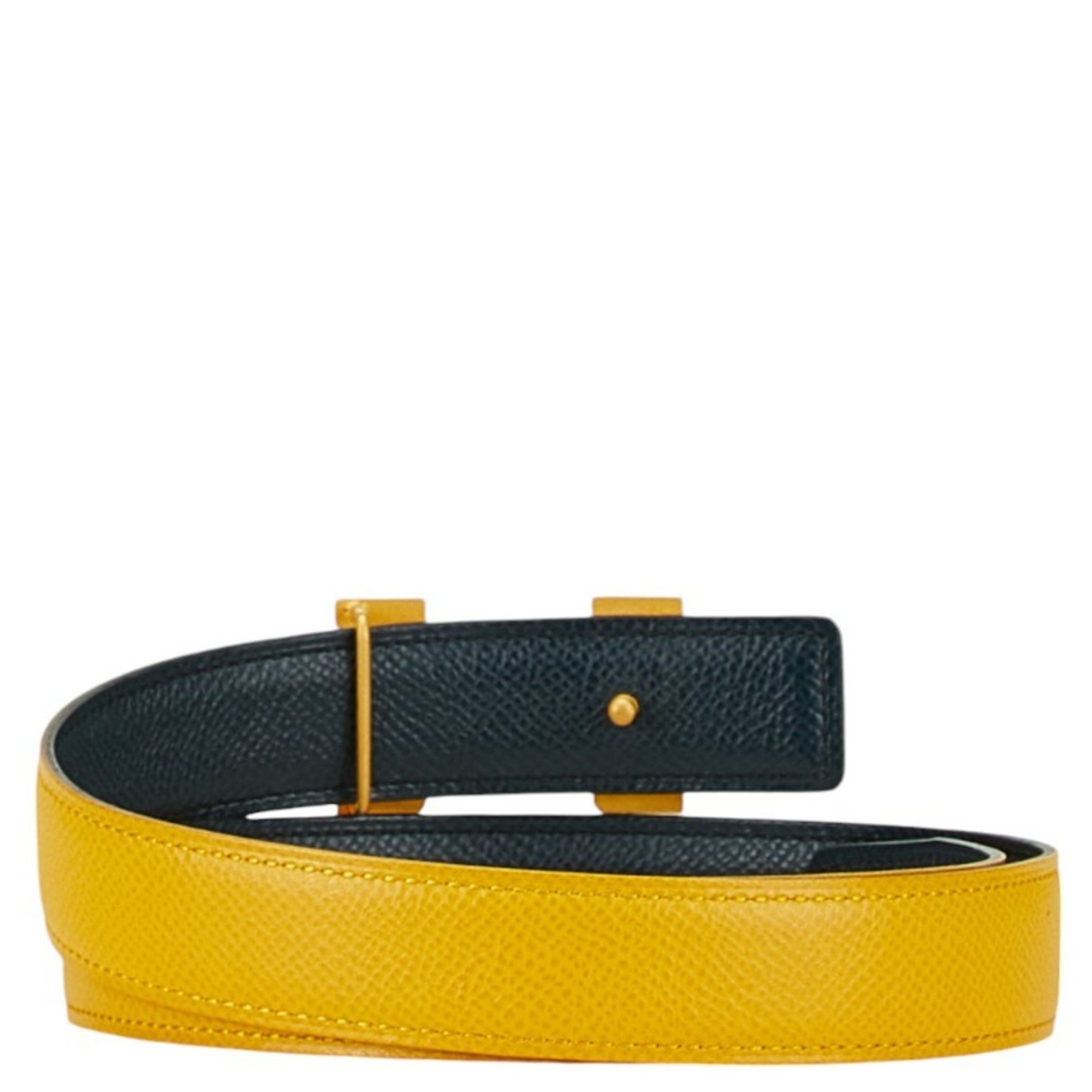 Hermes H-Belt Constance Reversible Belt Size: 65 Yellow Black Leather Women's HERMES