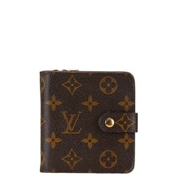 Louis Vuitton Monogram Compact Zip Bi-fold Wallet M61667 Brown PVC Leather Women's LOUIS VUITTON