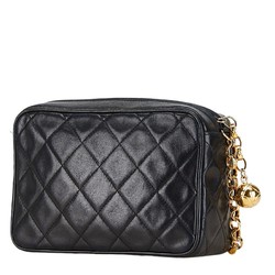 Chanel Matelasse Coco Mark Chain Shoulder Bag Black Lambskin Women's CHANEL