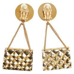 Chanel Matelasse Coco Mark Coin & Bag Motif Swing Earrings Gold Plated Women's CHANEL