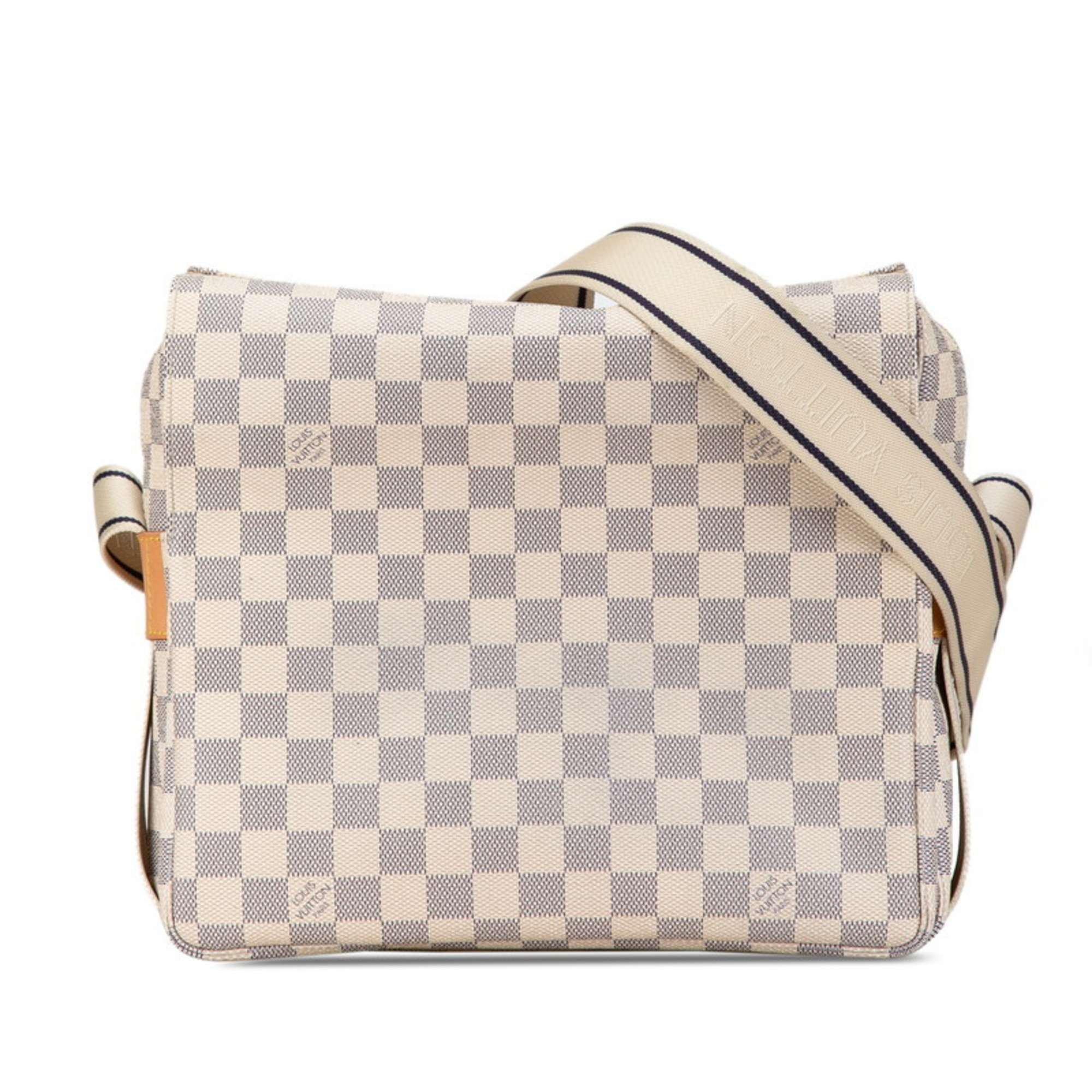 Louis Vuitton Damier Azur Naviglio Shoulder Bag N51189 White PVC Leather Women's LOUIS VUITTON