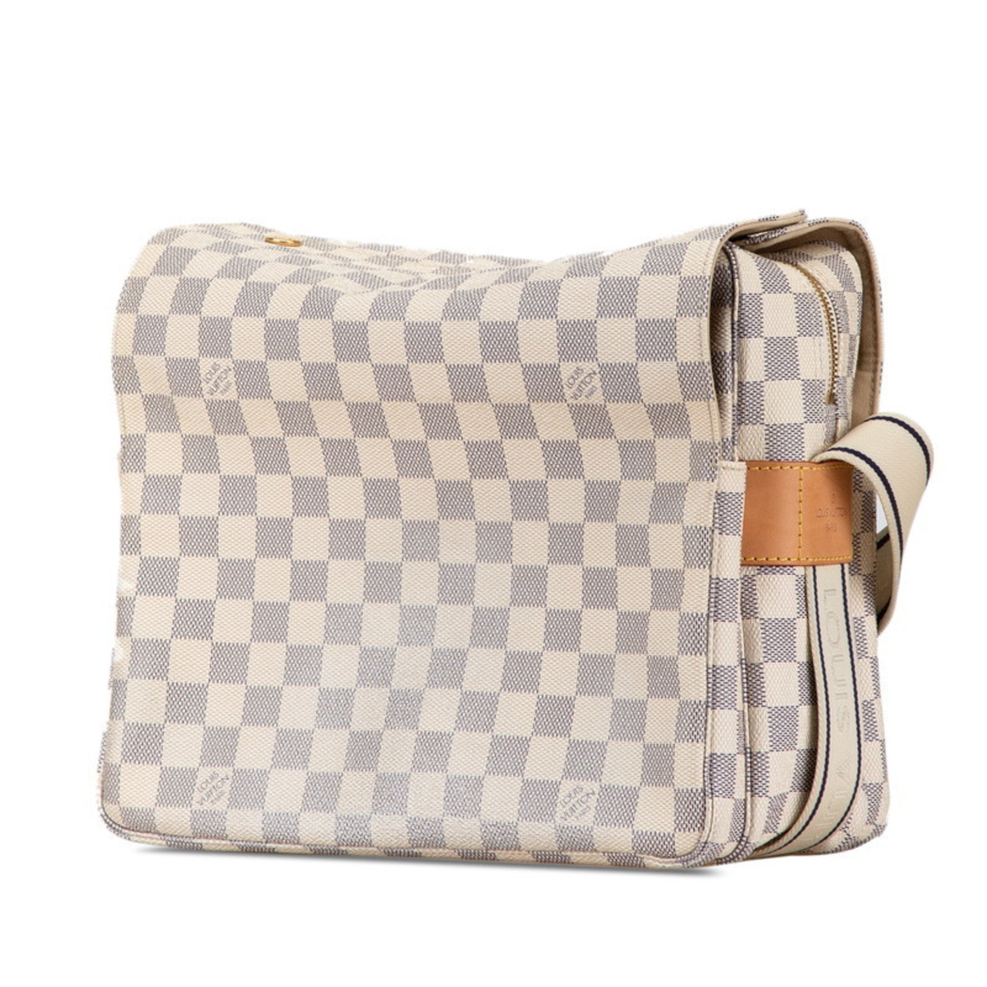 Louis Vuitton Damier Azur Naviglio Shoulder Bag N51189 White PVC Leather Women's LOUIS VUITTON