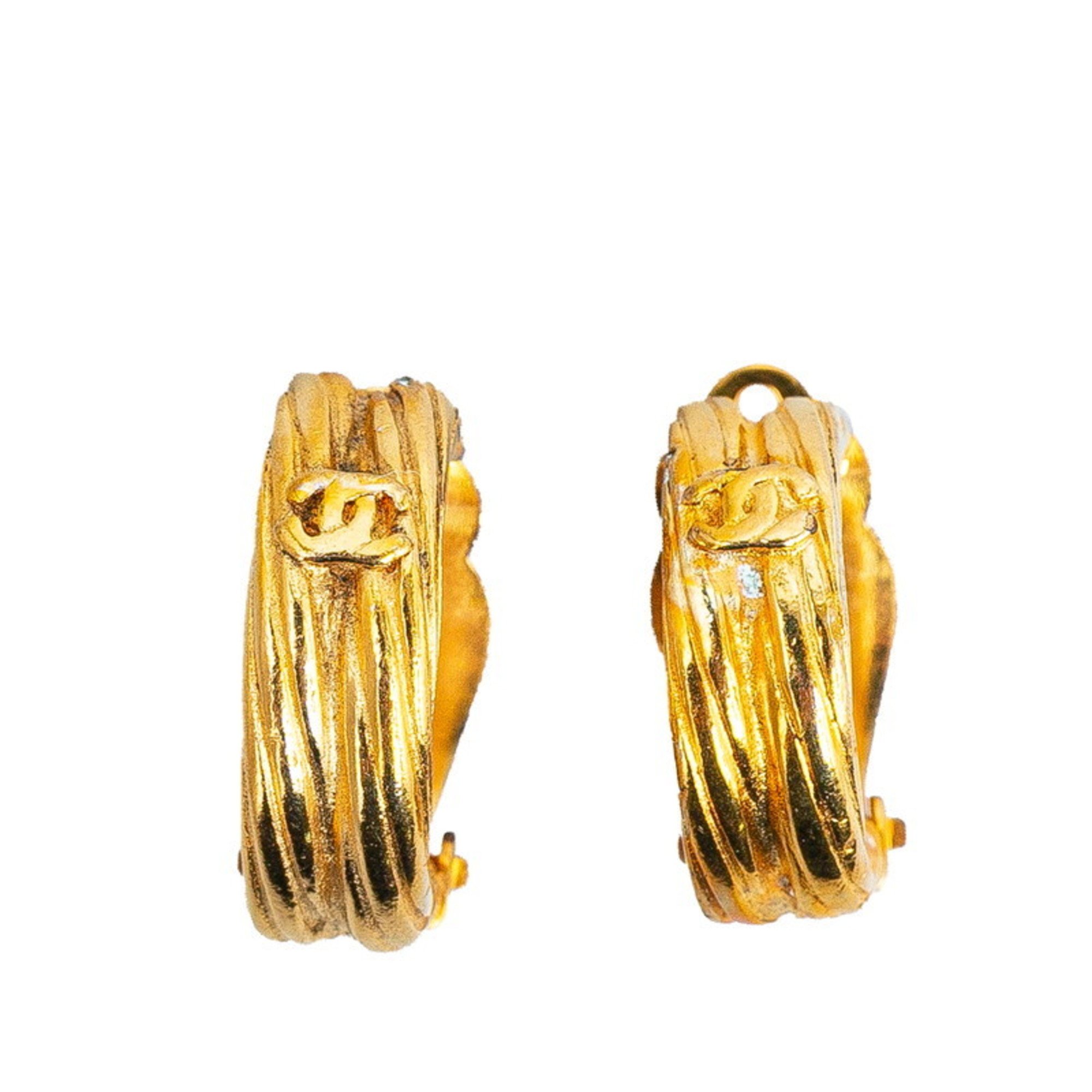 Chanel Coco Mark Earrings Gold Plated Women's CHANEL