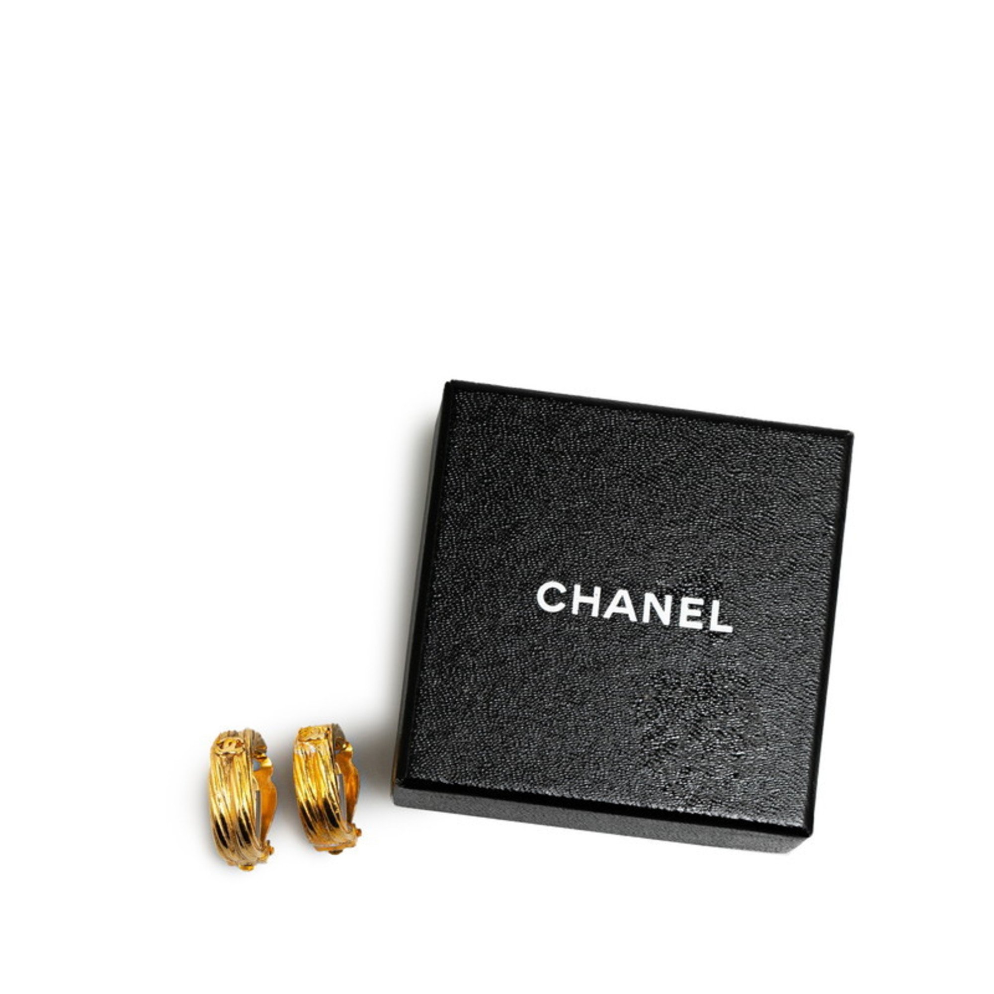 Chanel Coco Mark Earrings Gold Plated Women's CHANEL