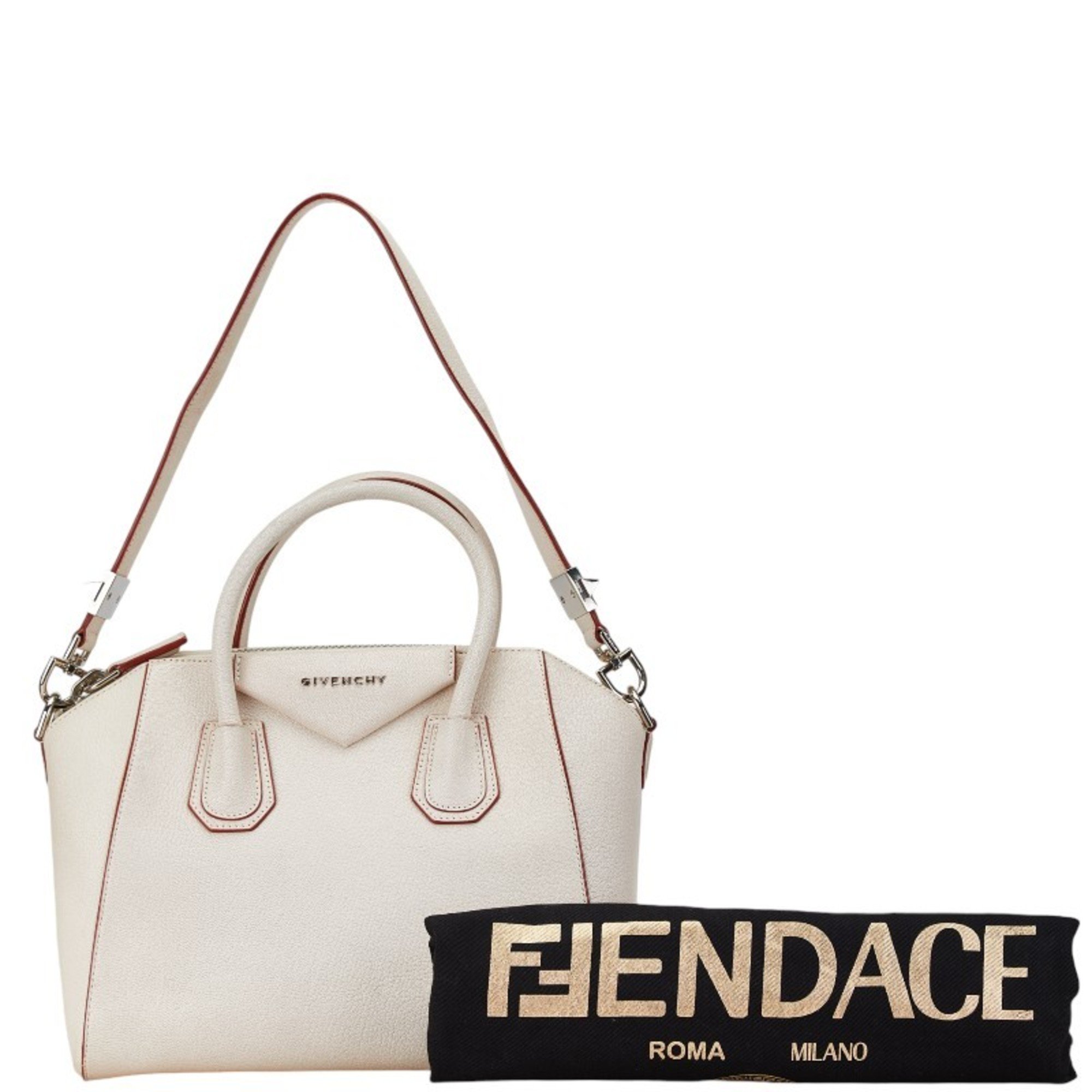 Givenchy Antigona Shoulder Bag White Leather Women's