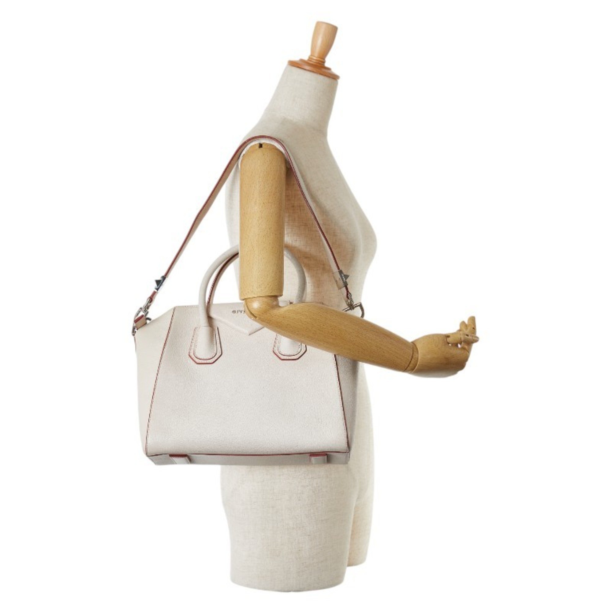 Givenchy Antigona Shoulder Bag White Leather Women's