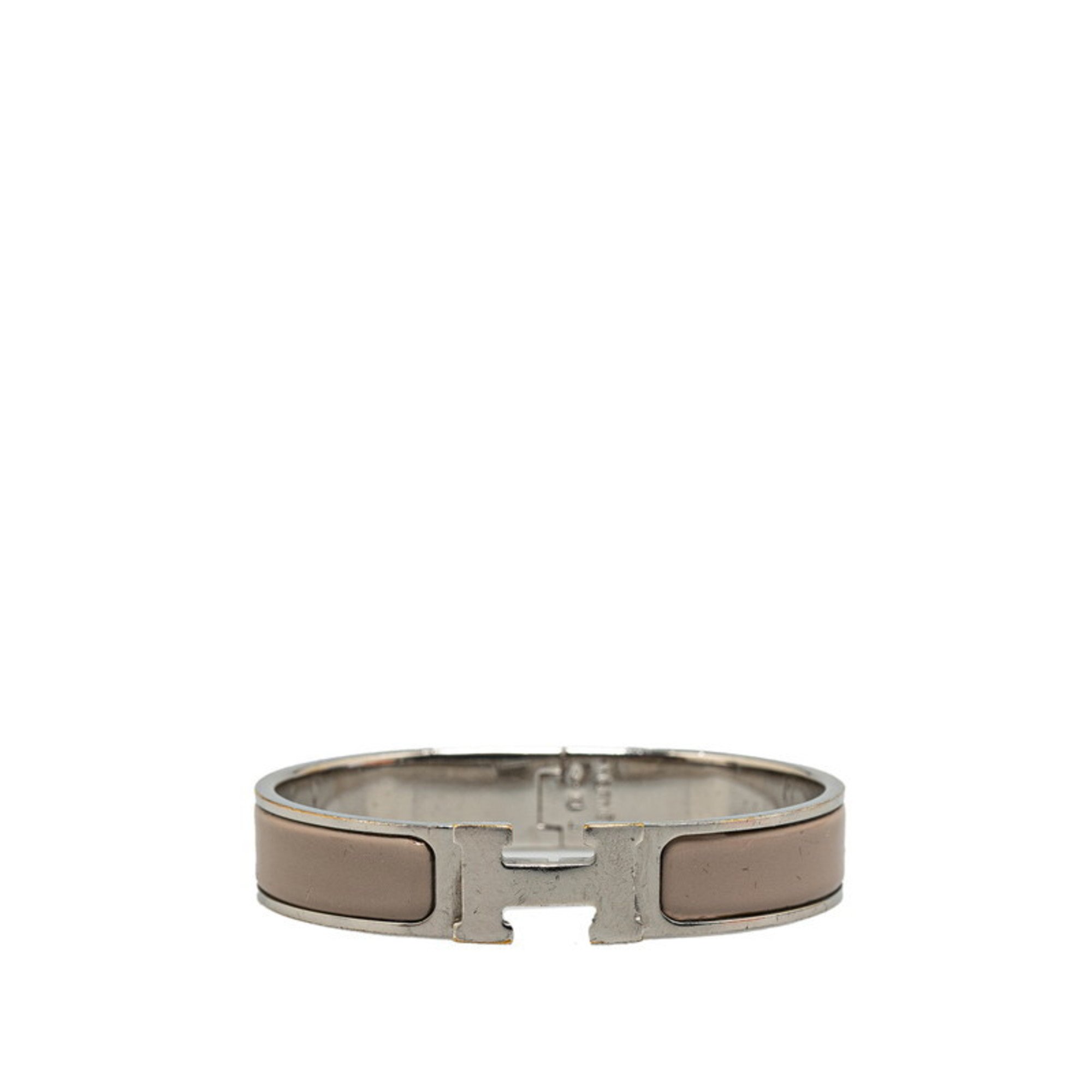 Hermes Click-Clack H PM Bangle Silver Grey Metal Women's HERMES