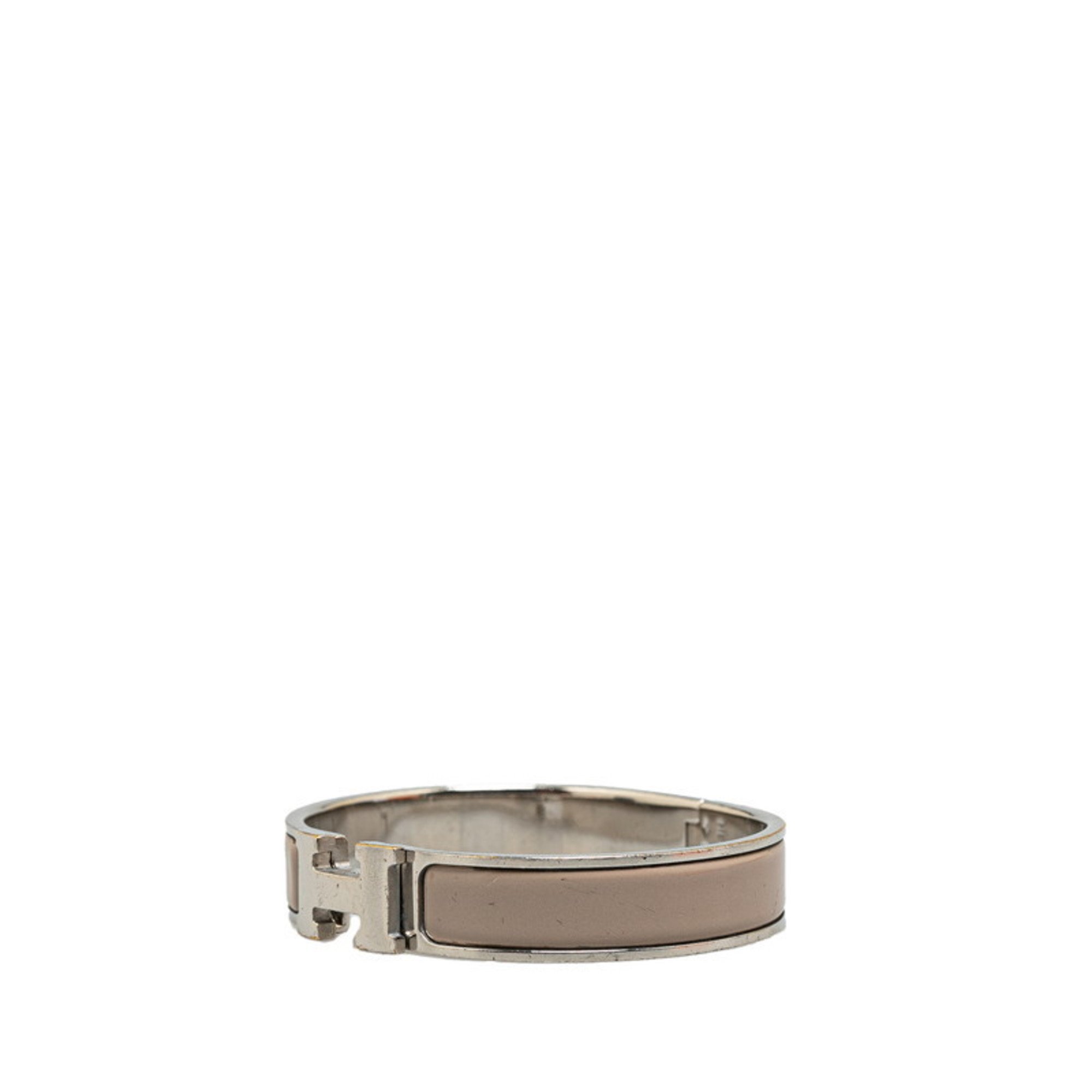 Hermes Click-Clack H PM Bangle Silver Grey Metal Women's HERMES