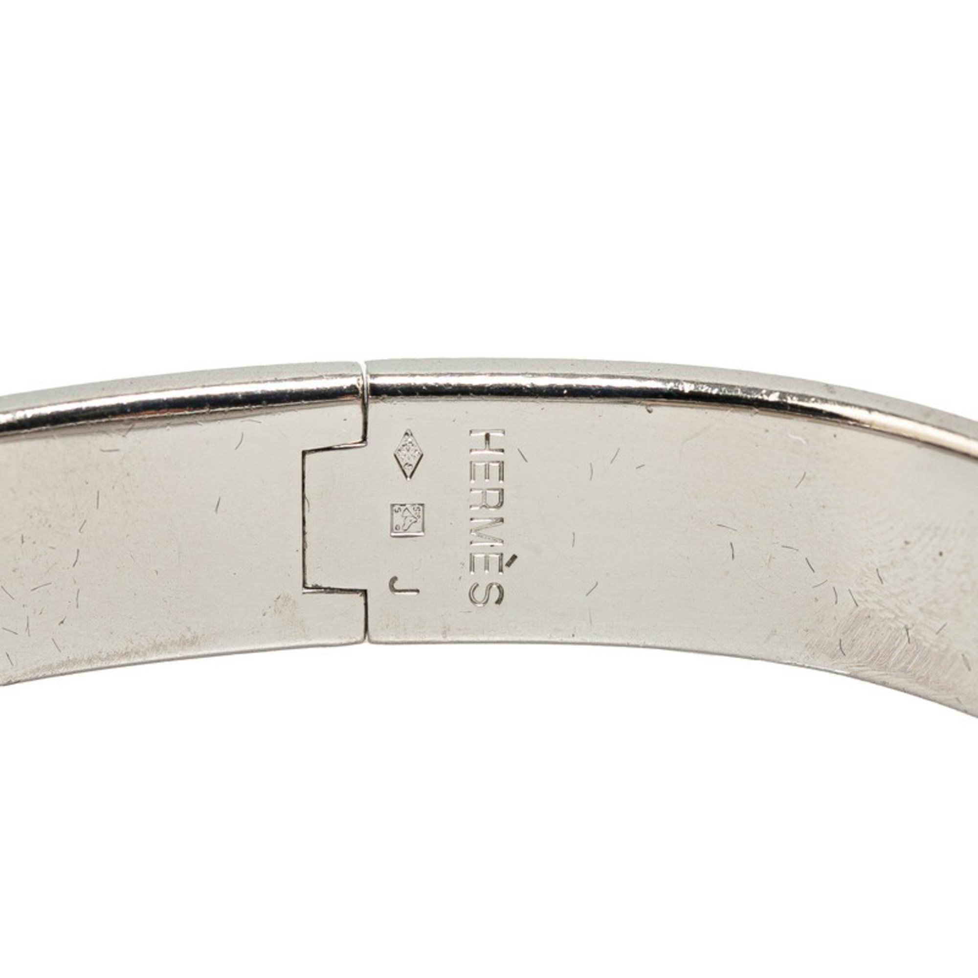 Hermes Click-Clack H PM Bangle Silver Grey Metal Women's HERMES