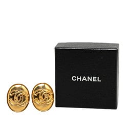 Chanel Coco Mark Drop Earrings Gold Plated Women's CHANEL