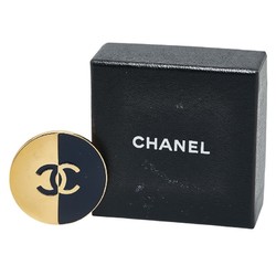 Chanel Coco Mark Brooch Gold Black Plated Women's CHANEL