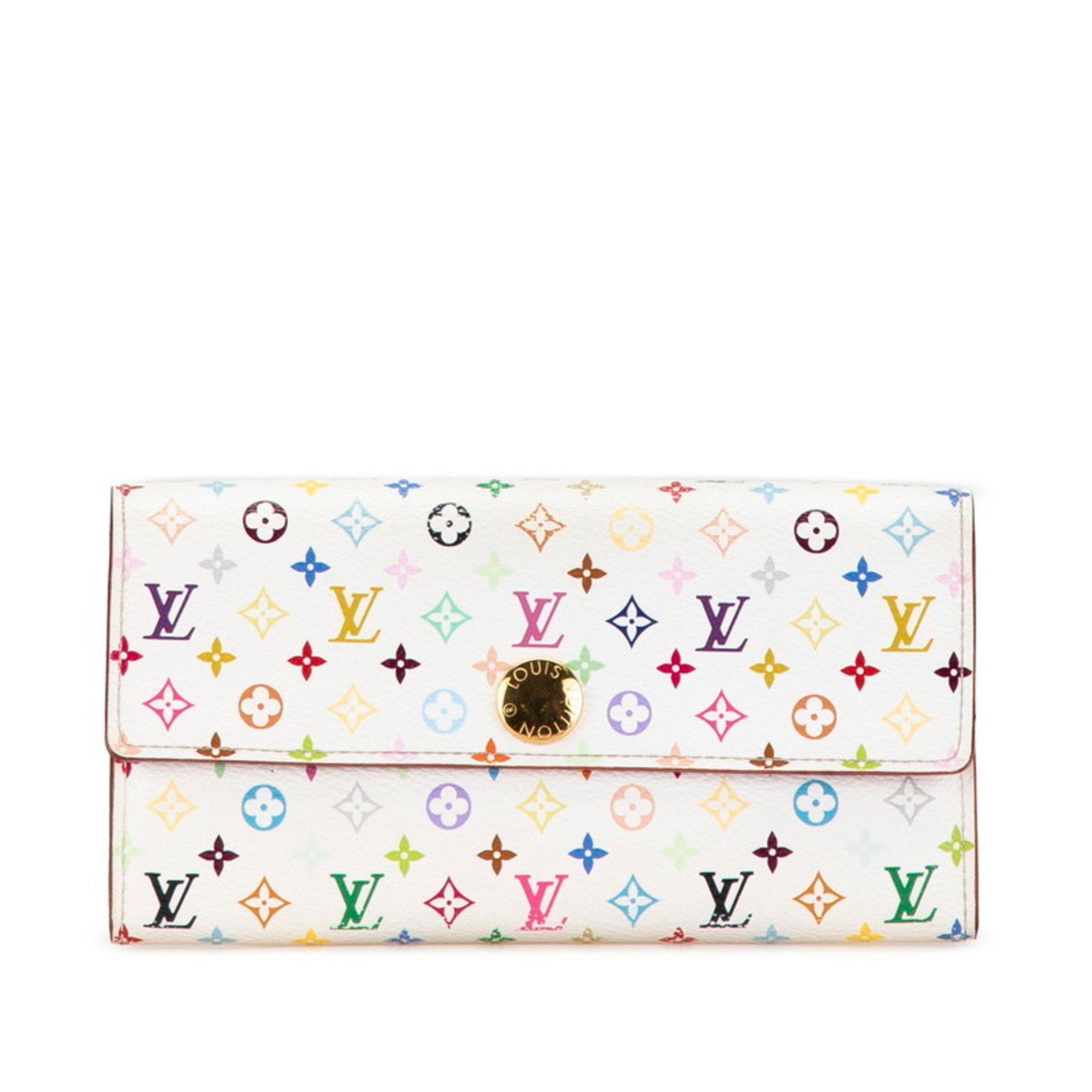 Louis Vuitton Monogram Multicolor Portefeuille Sarah Long Wallet M93745 Blanc White PVC Leather Women's LOUIS VUITTON