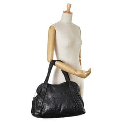 Chanel Embossed Unlimited Boston Bag Tote Black Leather Women's CHANEL