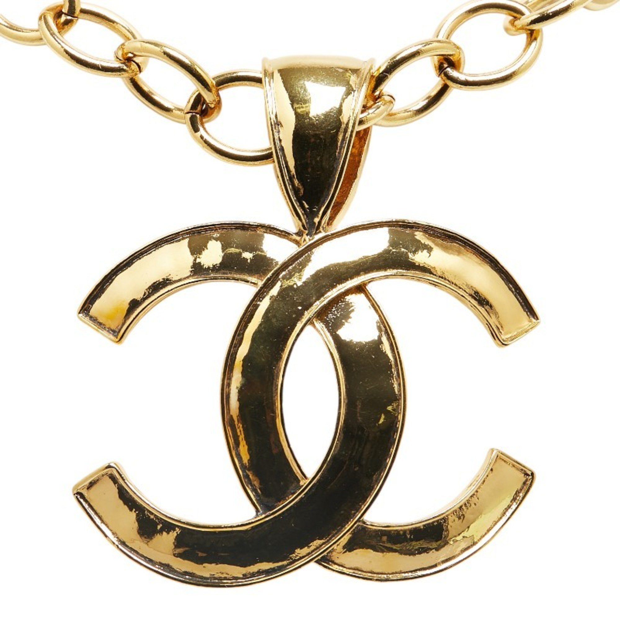 Chanel Coco Mark Chain Necklace Gold Plated Women's CHANEL