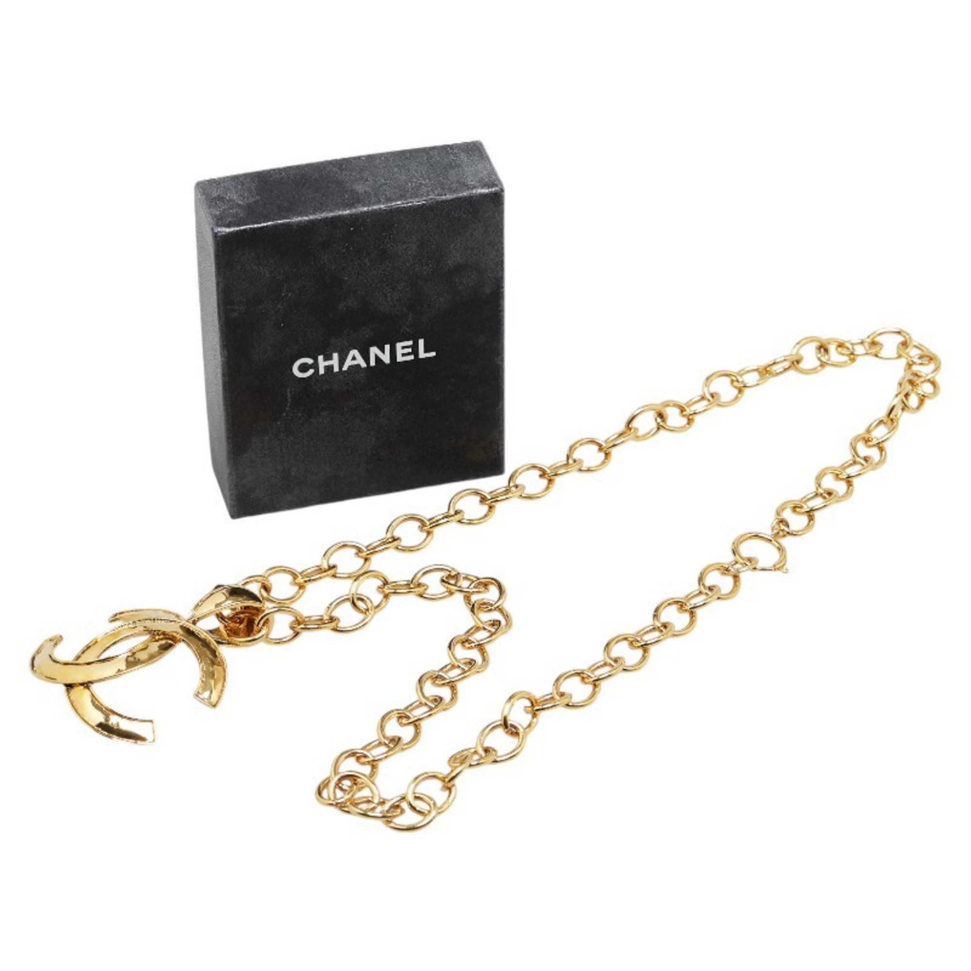 Chanel Coco Mark Chain Necklace Gold Plated Women's CHANEL