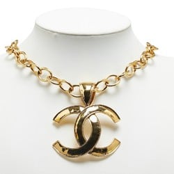 Chanel Coco Mark Chain Necklace Gold Plated Women's CHANEL