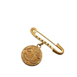 Chanel Coco Mark Safety Pin Motif Brooch Gold Plated Women's CHANEL