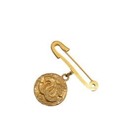 Chanel Coco Mark Safety Pin Motif Brooch Gold Plated Women's CHANEL