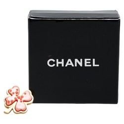 Chanel Coco Mark Clover Brooch Gold Pink Plated Plastic Women's CHANEL