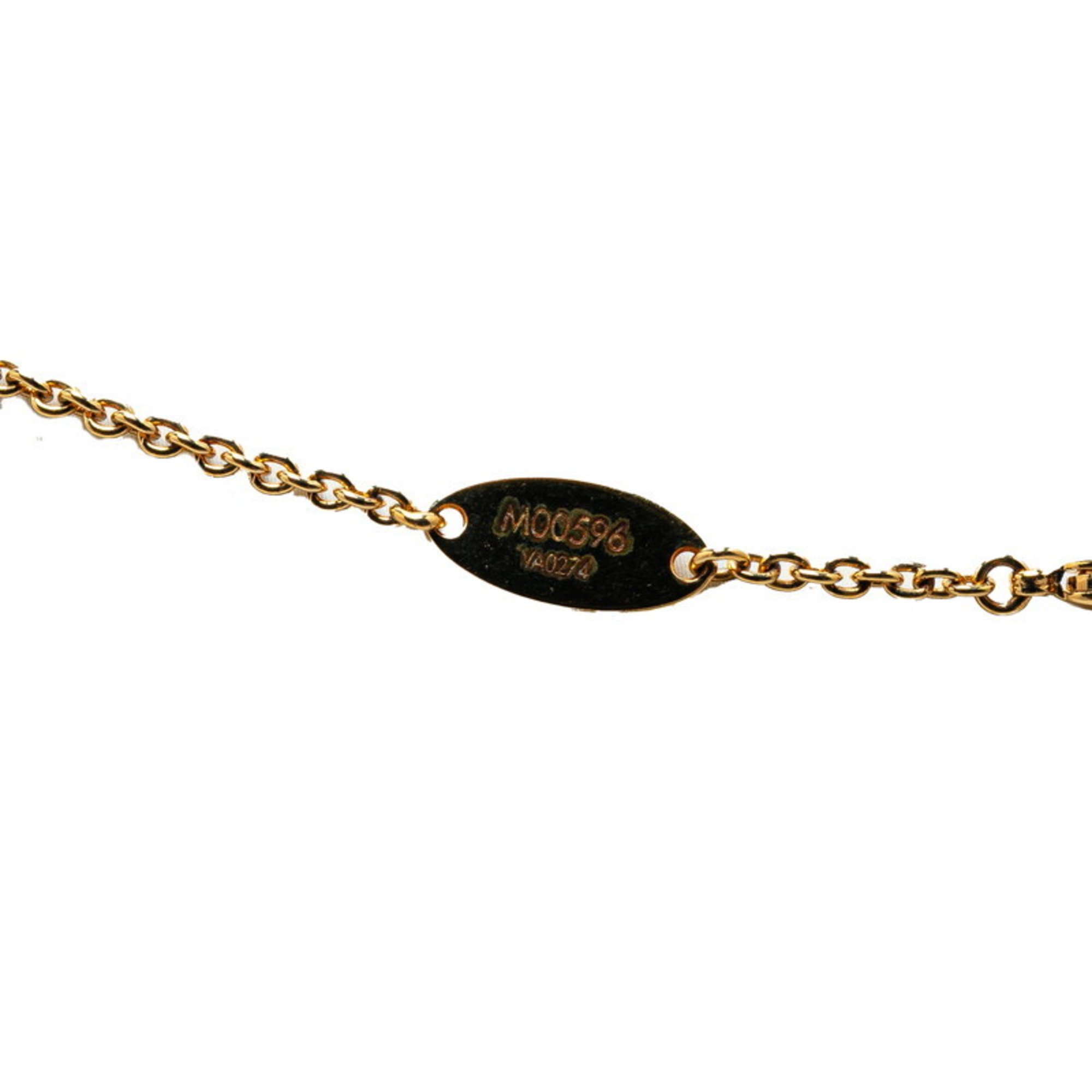 Louis Vuitton Monogram Flower Iconic Necklace M00596 Gold Plated Rhinestones Women's LOUIS VUITTON