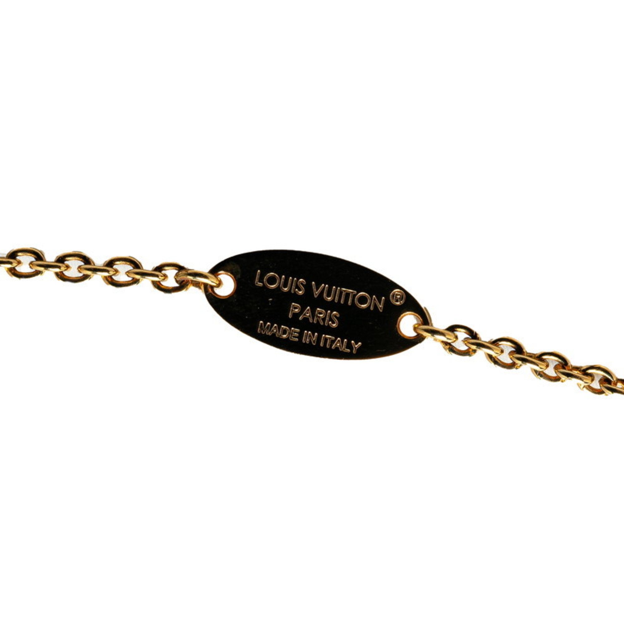 Louis Vuitton Monogram Flower Iconic Necklace M00596 Gold Plated Rhinestones Women's LOUIS VUITTON