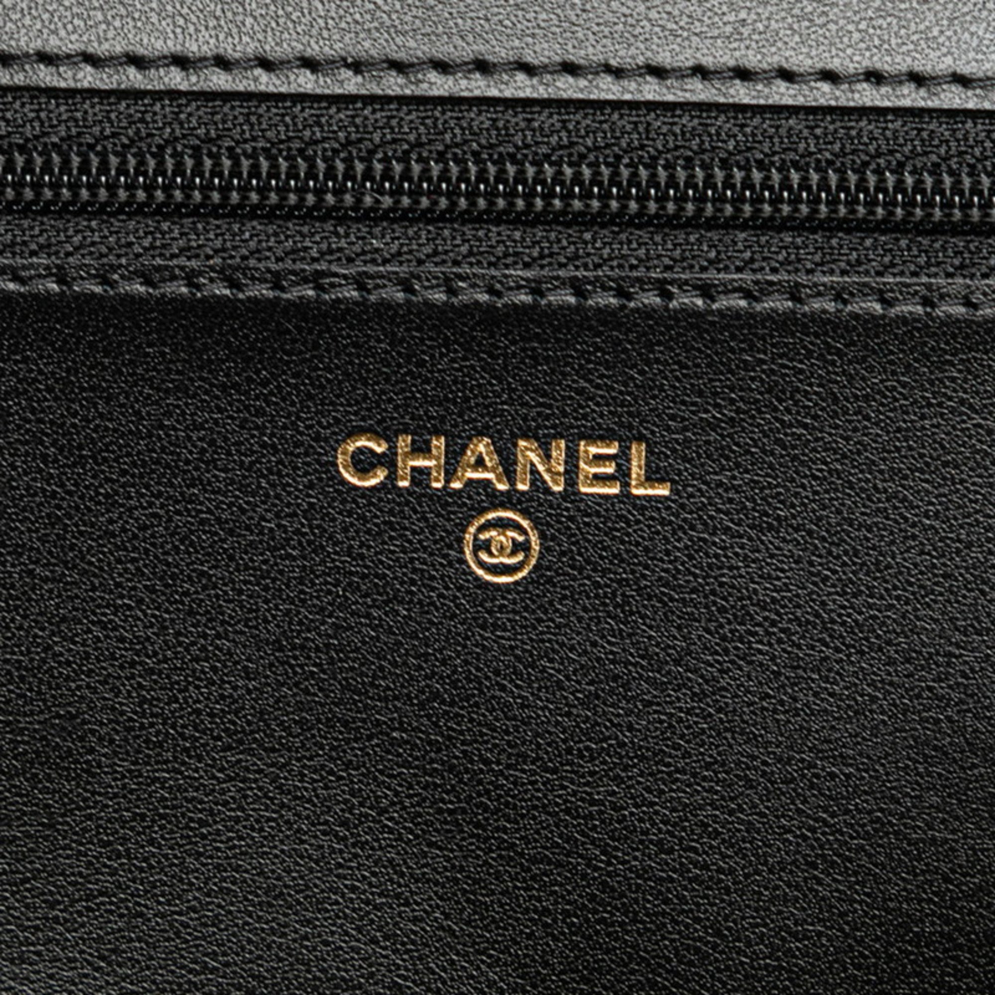 Chanel Boy Coco Mark Long Wallet Chain Black Caviar Skin Women's CHANEL