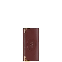 Cartier Must Line 4-ring key case, wine red, Bordeaux, leather, for women, CARTIER