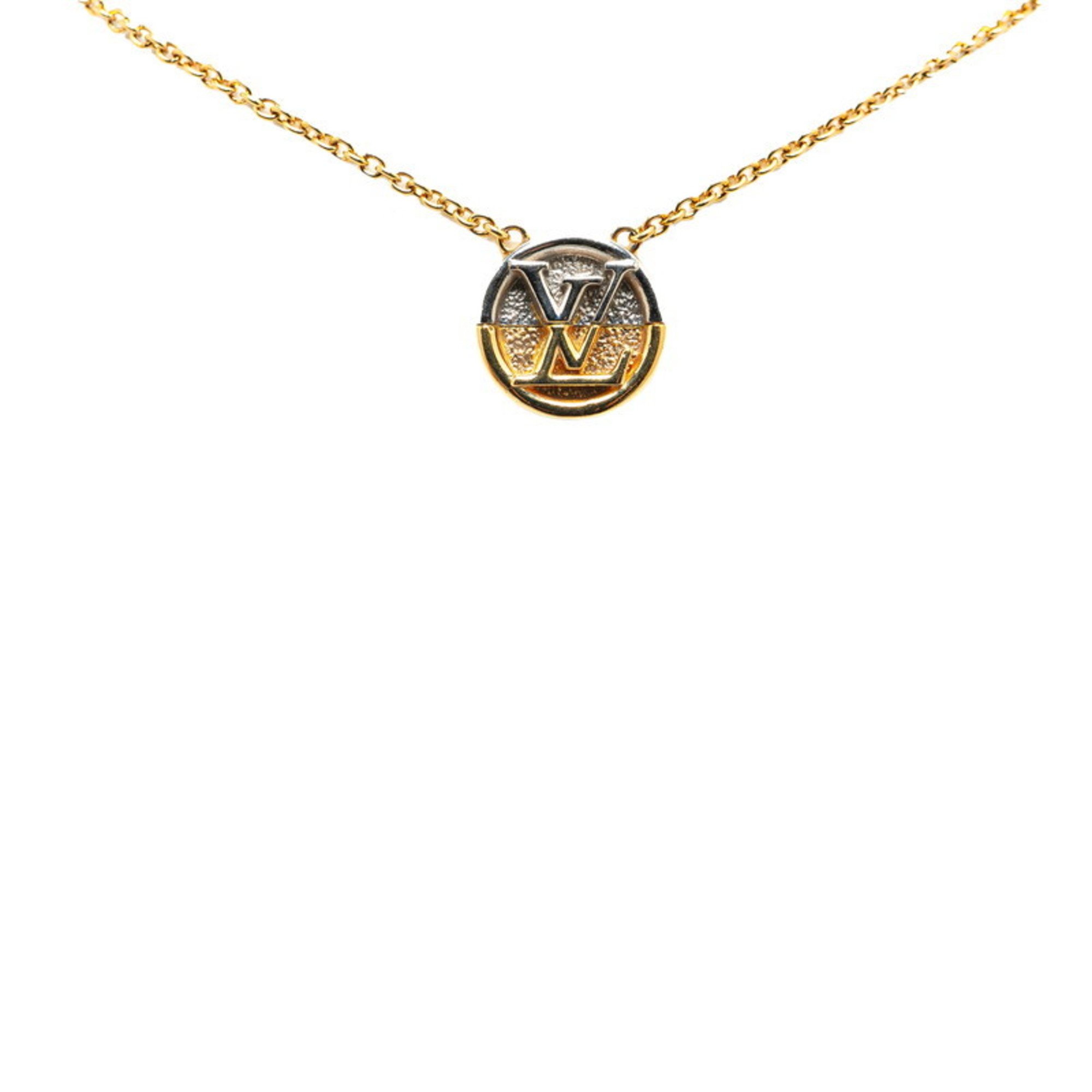 Louis Vuitton Monogram Collier L to V Necklace M69643 Gold Silver Plated Metal Women's LOUIS VUITTON