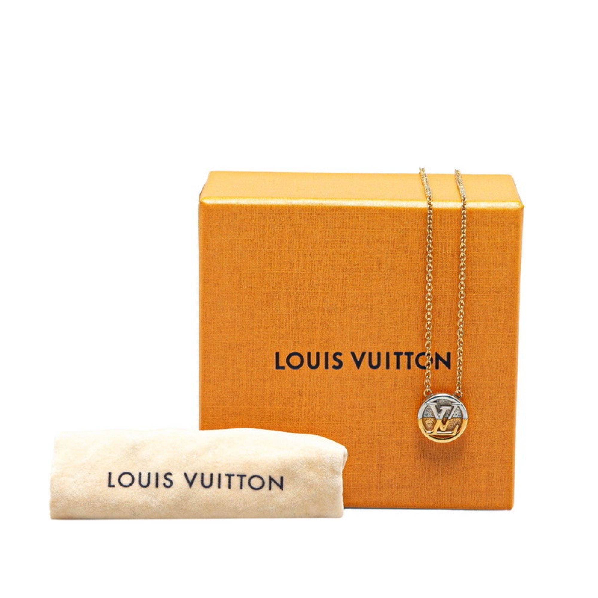 Louis Vuitton Monogram Collier L to V Necklace M69643 Gold Silver Plated Metal Women's LOUIS VUITTON