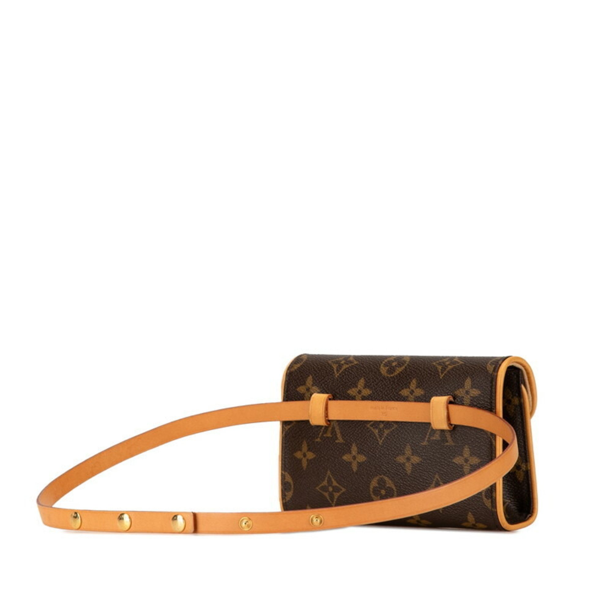 Louis Vuitton Monogram Pochette Florentine Body Bag Waist Shoulder M51855 Brown PVC Leather Women's LOUIS VUITTON