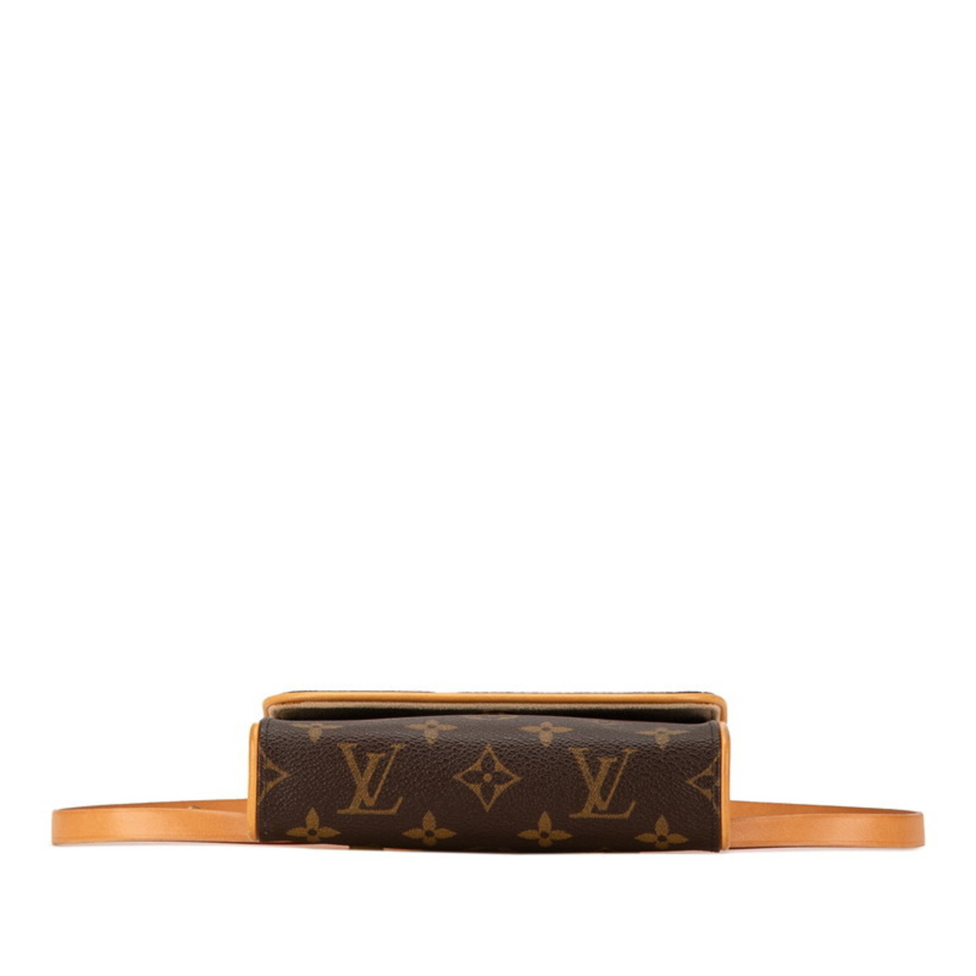 Louis Vuitton Monogram Pochette Florentine Body Bag Waist Shoulder M51855 Brown PVC Leather Women's LOUIS VUITTON