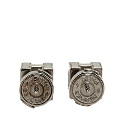 Hermes Cage de H Cube Earrings Silver White Metal Women's HERMES