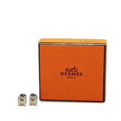 Hermes Cage de H Cube Earrings Silver White Metal Women's HERMES