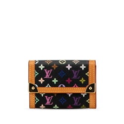 Louis Vuitton Monogram Multicolor Portemonnaie Plat Coin Case M92656 Noir Black PVC Leather Women's LOUIS VUITTON