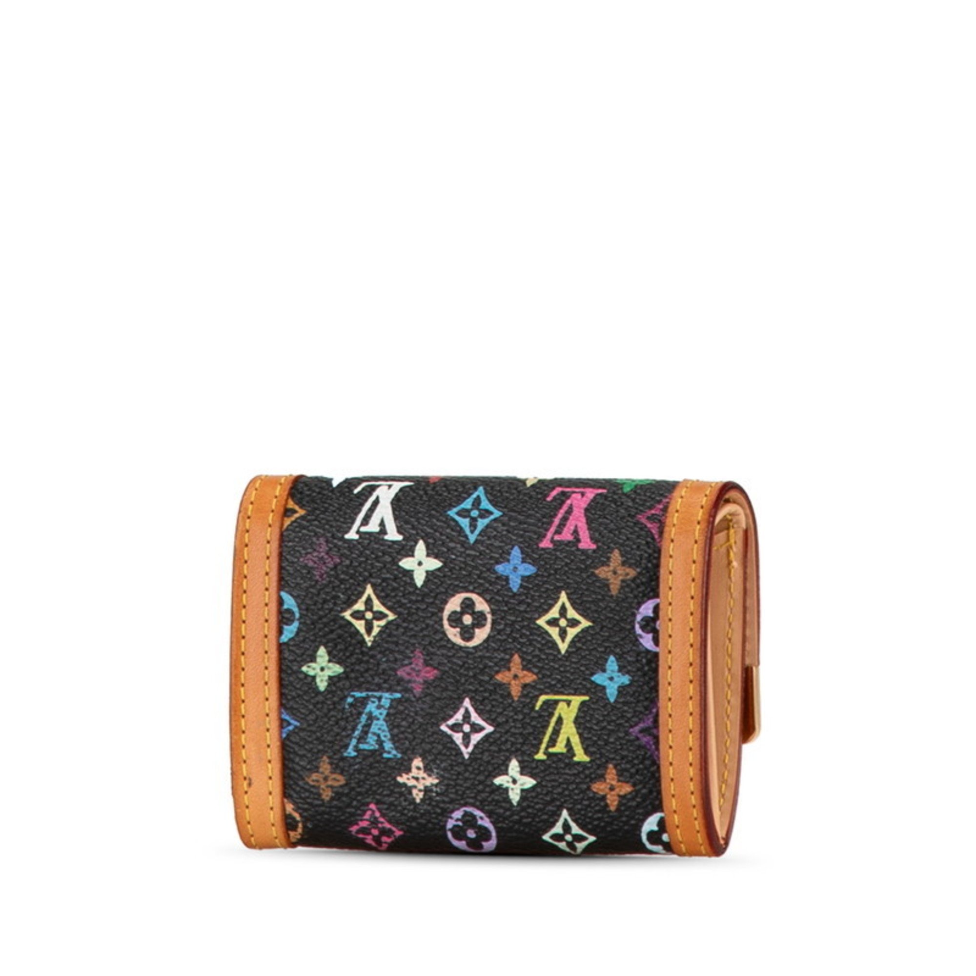 Louis Vuitton Monogram Multicolor Portemonnaie Plat Coin Case M92656 Noir Black PVC Leather Women's LOUIS VUITTON