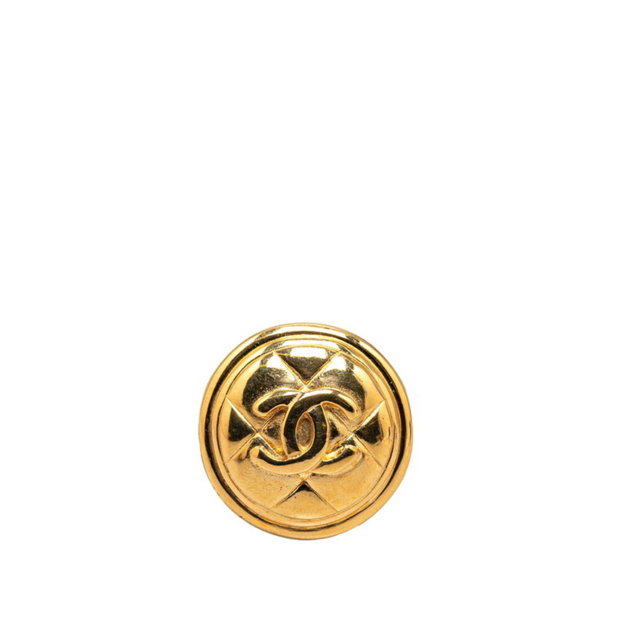 Chanel Matelasse Coco Mark Brooch Gold Plated Women's CHANEL