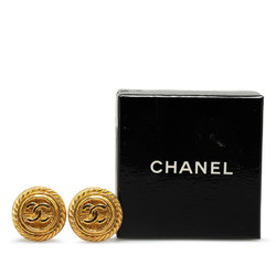 Chanel Coco Mark Round Earrings Gold Plated Women's CHANEL