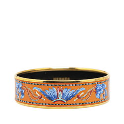 Hermes enamel bangle GM feather cloisonne orange gold multicolor plated women's HERMES