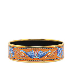 Hermes enamel bangle GM feather cloisonne orange gold multicolor plated women's HERMES