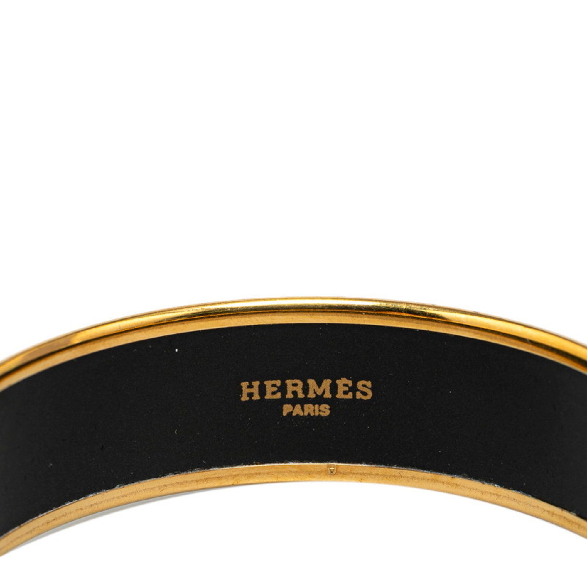 Hermes enamel bangle GM feather cloisonne orange gold multicolor plated women's HERMES