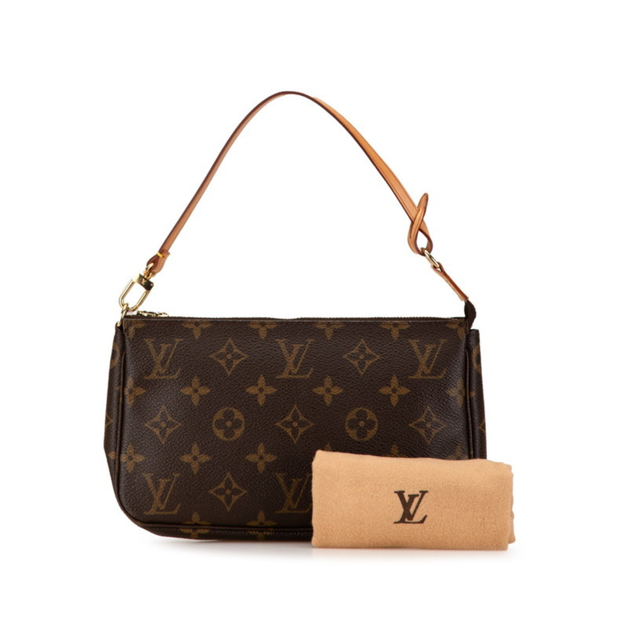 Louis Vuitton Monogram Pochette Accessoires Handbag Pouch M51980 Brown PVC Leather Women's LOUIS VUITTON