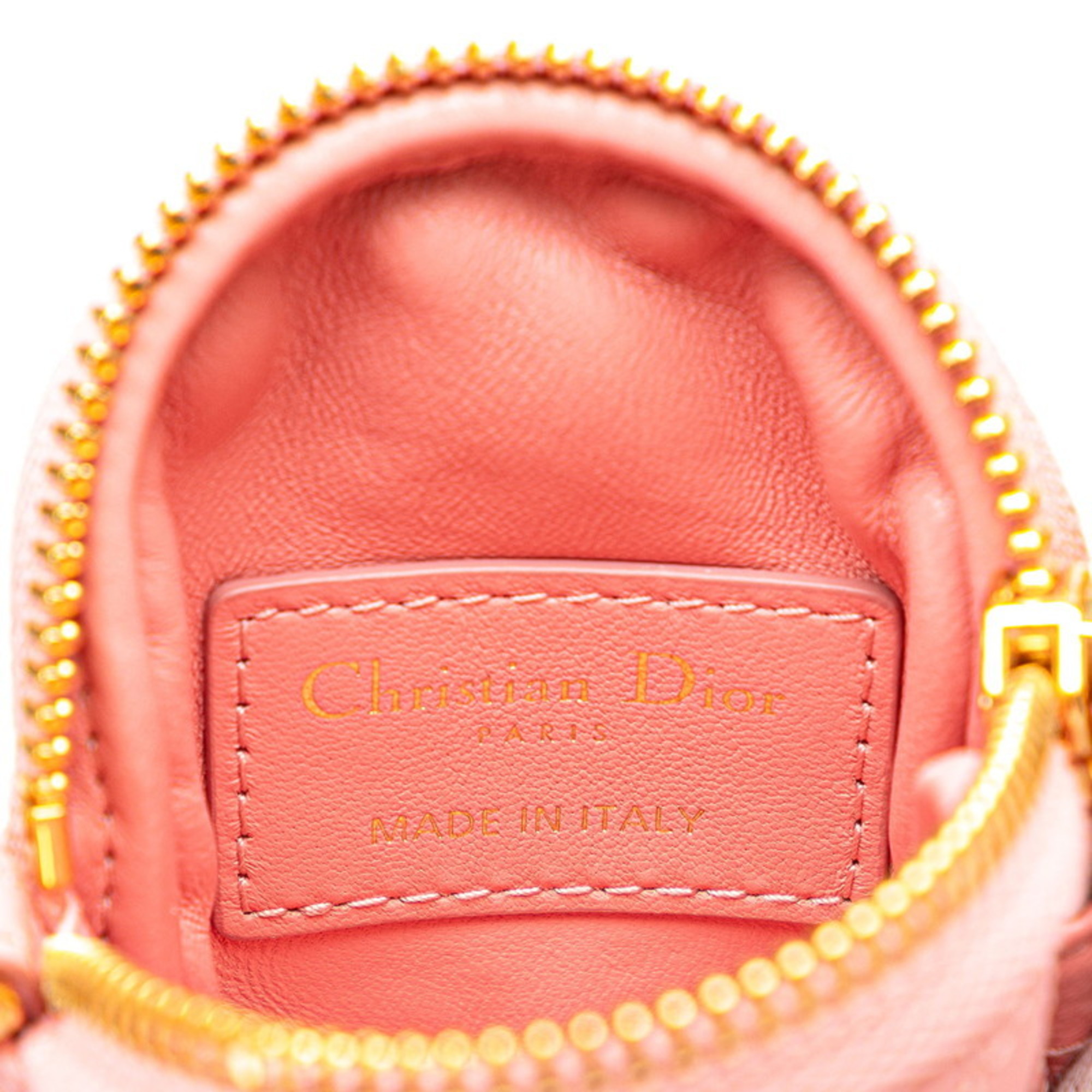 Christian Dior Dior Cannage Chain Shoulder Bag Pouch Pink Leather Women's