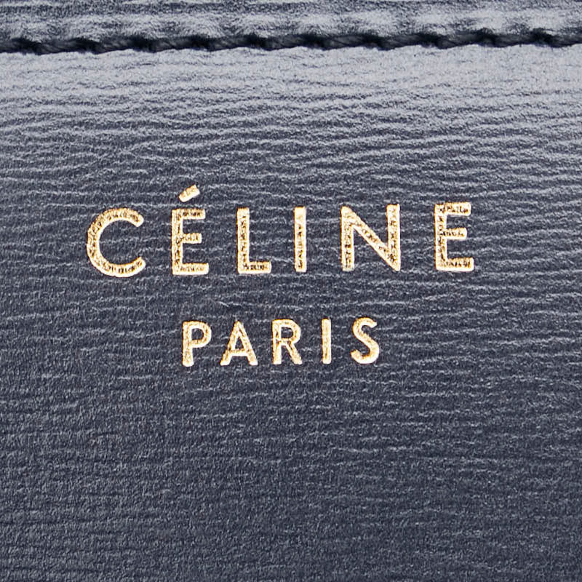 CELINE Classic Box Medium Shoulder Bag 164173 Navy Leather Women's